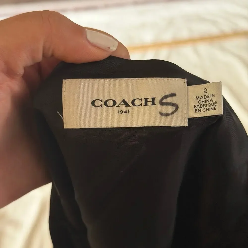 Coach Black Silk Mini Skirt 2 Floral Embroidered
